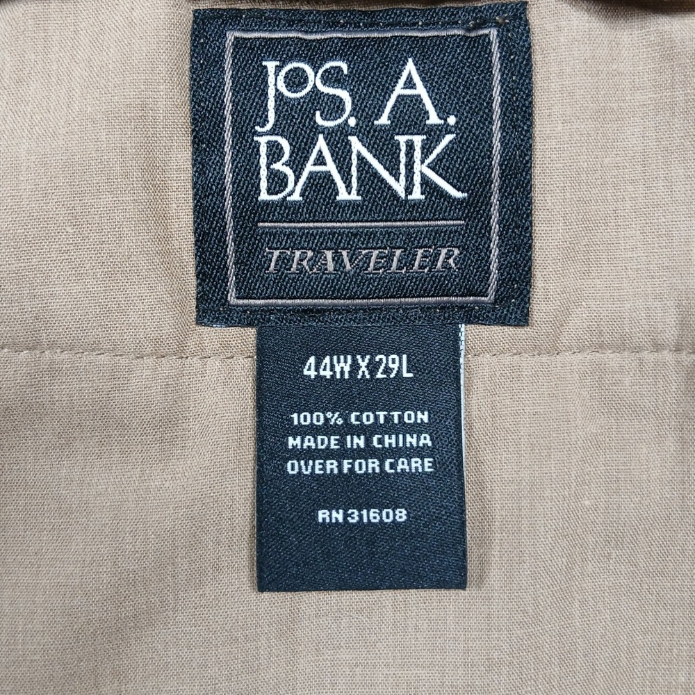Jos A Bank Traveler Pants Men 44x29 Khaki Cotton Wrinkle Water‎ Resistant NWT - Picture 5 of 9